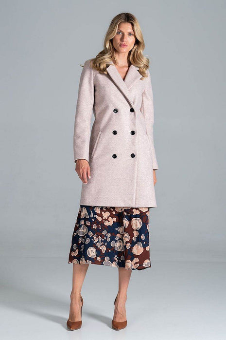 Knee-Length Autumn Coat with Jacket Collar, Button Closure & Belt – Fully Lined - MimiStylez
