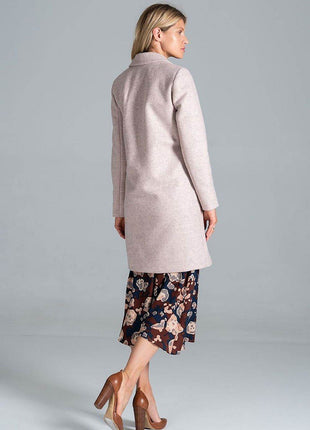 Knee-Length Autumn Coat with Jacket Collar, Button Closure & Belt – Fully Lined - MimiStylez