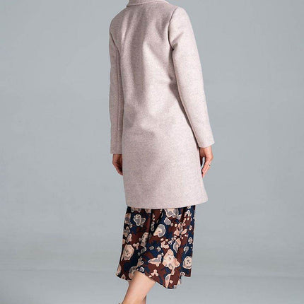 Knee-Length Autumn Coat with Jacket Collar, Button Closure & Belt – Fully Lined - MimiStylez