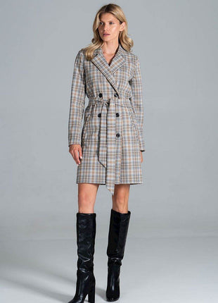 Knee-Length Autumn Coat with Jacket Collar, Button Closure & Belt – Fully Lined - MimiStylez