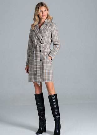 Knee-Length Autumn Coat with Jacket Collar, Button Closure & Belt – Fully Lined - MimiStylez