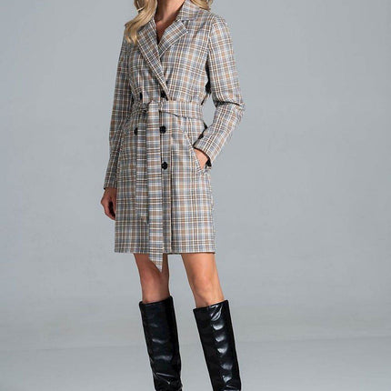 Knee-Length Autumn Coat with Jacket Collar, Button Closure & Belt – Fully Lined - MimiStylez