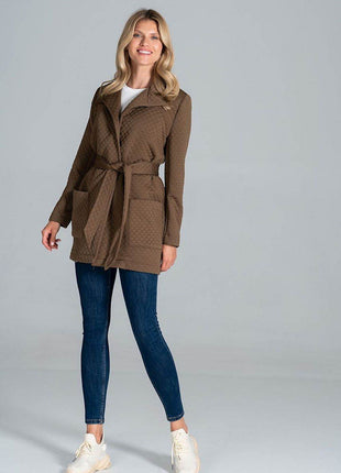Short Quilted Belted Coat with Collar & Patch Pockets – Unlined - MimiStylez