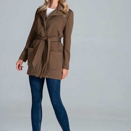 Short Quilted Belted Coat with Collar & Patch Pockets – Unlined - MimiStylez
