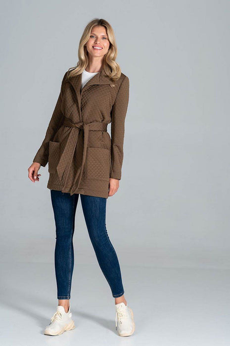 Short Quilted Belted Coat with Collar & Patch Pockets – Unlined - MimiStylez