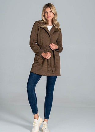 Short Quilted Belted Coat with Collar & Patch Pockets – Unlined - MimiStylez