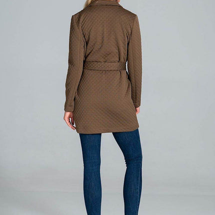 Short Quilted Belted Coat with Collar & Patch Pockets – Unlined - MimiStylez