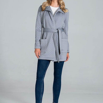 Short Quilted Belted Coat with Collar & Patch Pockets – Unlined - MimiStylez