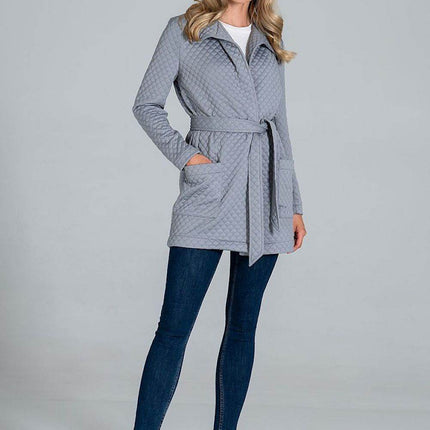 Short Quilted Belted Coat with Collar & Patch Pockets – Unlined - MimiStylez