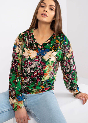 Women's Floral Long Sleeve Blouse in Patterned Fabric - MimiStylez