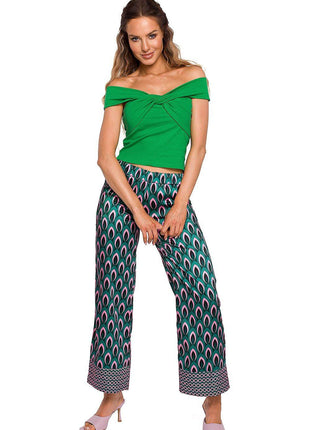 Summer Shoulder-Baring Cotton Blouse with Front Interlace Detail - MimiStylez