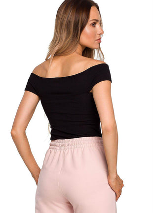 Summer Shoulder-Baring Cotton Blouse with Front Interlace Detail - MimiStylez