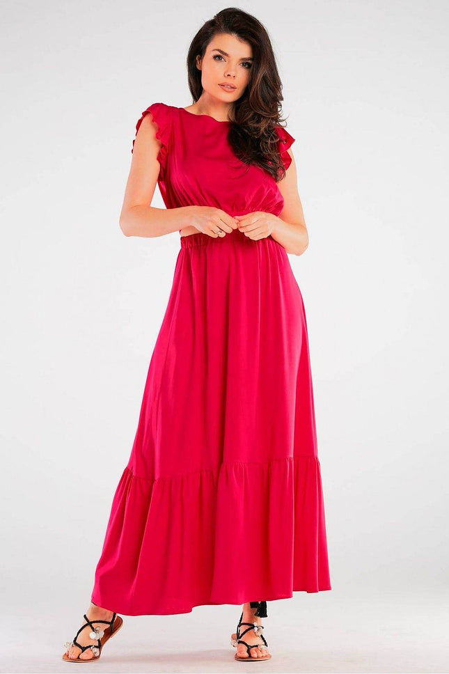 Viscose Maxi Skirt with Frill & Elastic Waist - MimiStylez