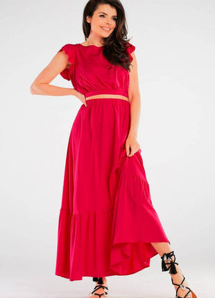 Viscose Maxi Skirt with Frill & Elastic Waist - MimiStylez