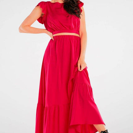 Viscose Maxi Skirt with Frill & Elastic Waist - MimiStylez