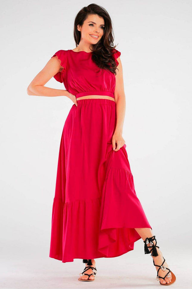 Viscose Maxi Skirt with Frill & Elastic Waist - MimiStylez