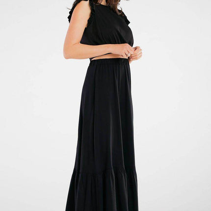 Viscose Maxi Skirt with Frill & Elastic Waist - MimiStylez