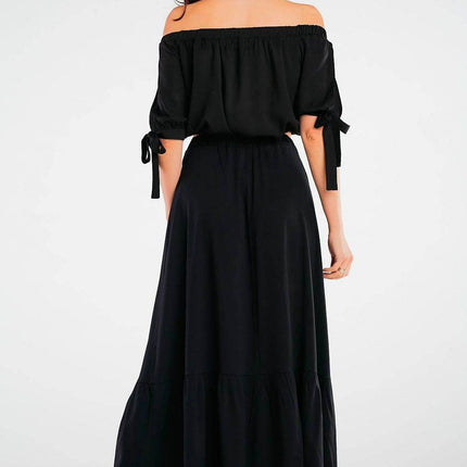 Viscose Maxi Skirt with Frill & Elastic Waist - MimiStylez