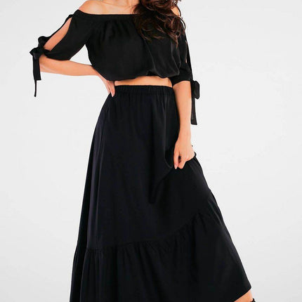 Viscose Maxi Skirt with Frill & Elastic Waist - MimiStylez