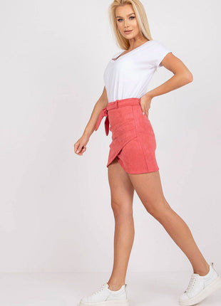 Asymmetrical Front Short Skirt with Tie Belt - MimiStylez