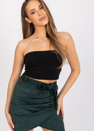 Asymmetrical Front Short Skirt with Tie Belt - MimiStylez