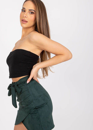 Asymmetrical Front Short Skirt with Tie Belt - MimiStylez