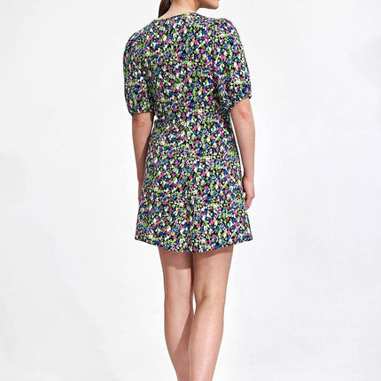 Summer Mini Dress with Patterned Buttons - MimiStylez