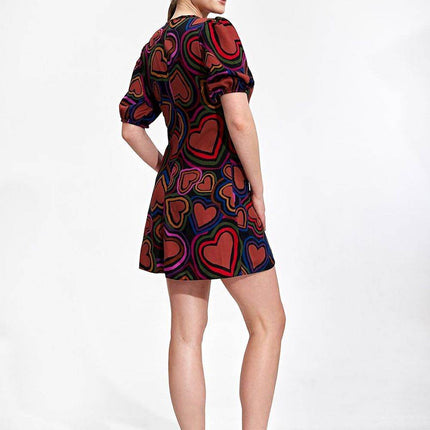 Summer Mini Dress with Patterned Buttons - MimiStylez