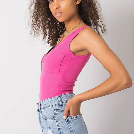 Sleeveless T-Shirt with Zipper Front & Decorative Pockets - MimiStylez