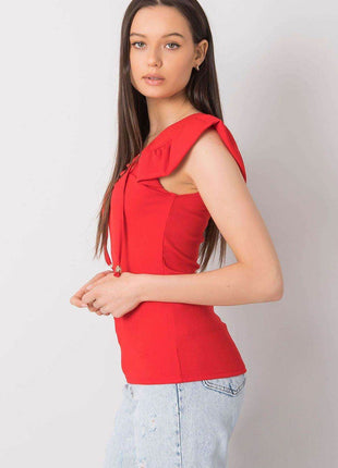 Ribbed Blouse with Frill Sleeves & Decorative Tie Neckline - MimiStylez