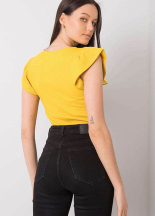 Ribbed Blouse with Frill Sleeves & Decorative Tie Neckline - MimiStylez