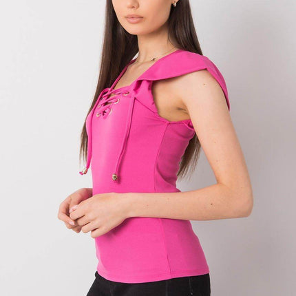 Ribbed Blouse with Frill Sleeves & Decorative Tie Neckline - MimiStylez