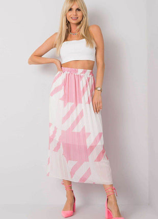 Patterned Pleated Skirt with Elastic Waistband - MimiStylez