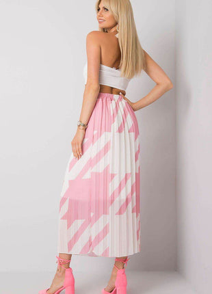Patterned Pleated Skirt with Elastic Waistband - MimiStylez