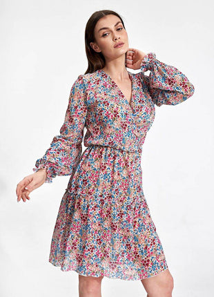 Airy Summer Mini Dress with Wrap Neckline & Ruffle Hem – Lined Skirt - MimiStylez