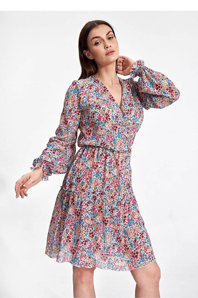 Airy Summer Mini Dress with Wrap Neckline & Ruffle Hem – Lined Skirt - MimiStylez