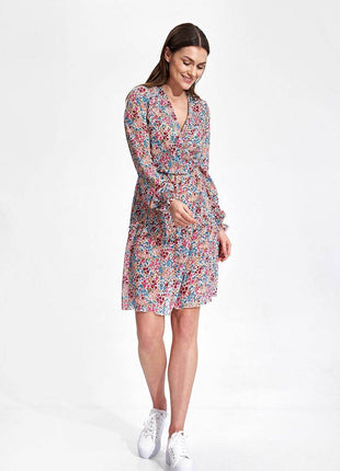 Airy Summer Mini Dress with Wrap Neckline & Ruffle Hem – Lined Skirt - MimiStylez