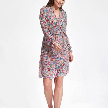 Airy Summer Mini Dress with Wrap Neckline & Ruffle Hem – Lined Skirt - MimiStylez