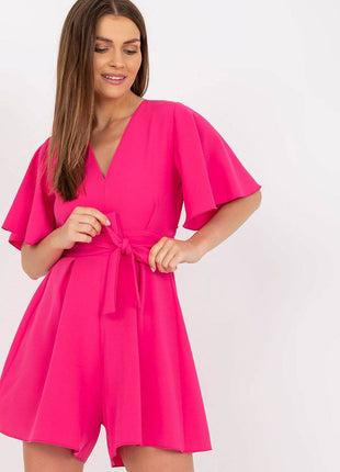 Elegant Women’s Jumpsuit with Wide Short Sleeves & Waist Tie - MimiStylez