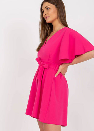 Elegant Women’s Jumpsuit with Wide Short Sleeves & Waist Tie - MimiStylez