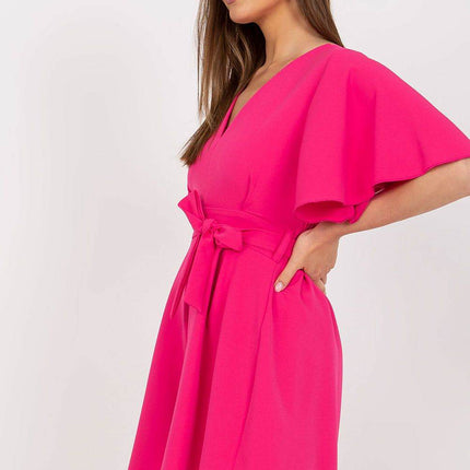 Elegant Women’s Jumpsuit with Wide Short Sleeves & Waist Tie - MimiStylez