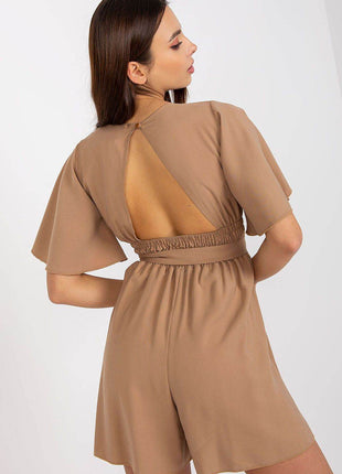 Elegant Women’s Jumpsuit with Wide Short Sleeves & Waist Tie - MimiStylez