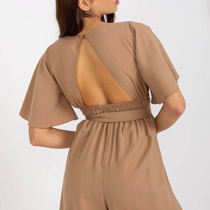 Elegant Women’s Jumpsuit with Wide Short Sleeves & Waist Tie - MimiStylez