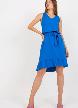 Sleeveless Flared Summer Cotton Dress with Sweetheart Neckline and Ruffle Hem - MimiStylez