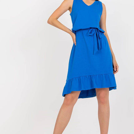 Sleeveless Flared Summer Cotton Dress with Sweetheart Neckline and Ruffle Hem - MimiStylez