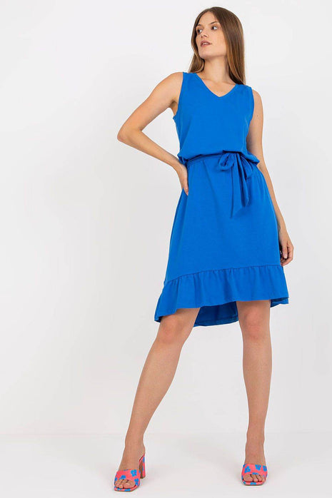 Sleeveless Flared Summer Cotton Dress with Sweetheart Neckline and Ruffle Hem - MimiStylez