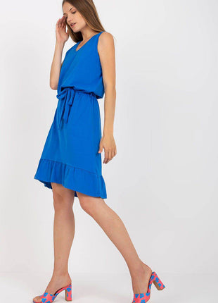 Sleeveless Flared Summer Cotton Dress with Sweetheart Neckline and Ruffle Hem - MimiStylez