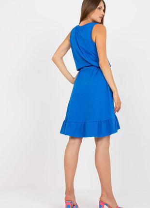 Sleeveless Flared Summer Cotton Dress with Sweetheart Neckline and Ruffle Hem - MimiStylez