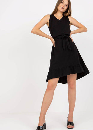 Sleeveless Flared Summer Cotton Dress with Sweetheart Neckline and Ruffle Hem - MimiStylez