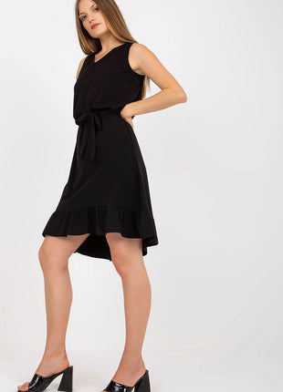 Sleeveless Flared Summer Cotton Dress with Sweetheart Neckline and Ruffle Hem - MimiStylez